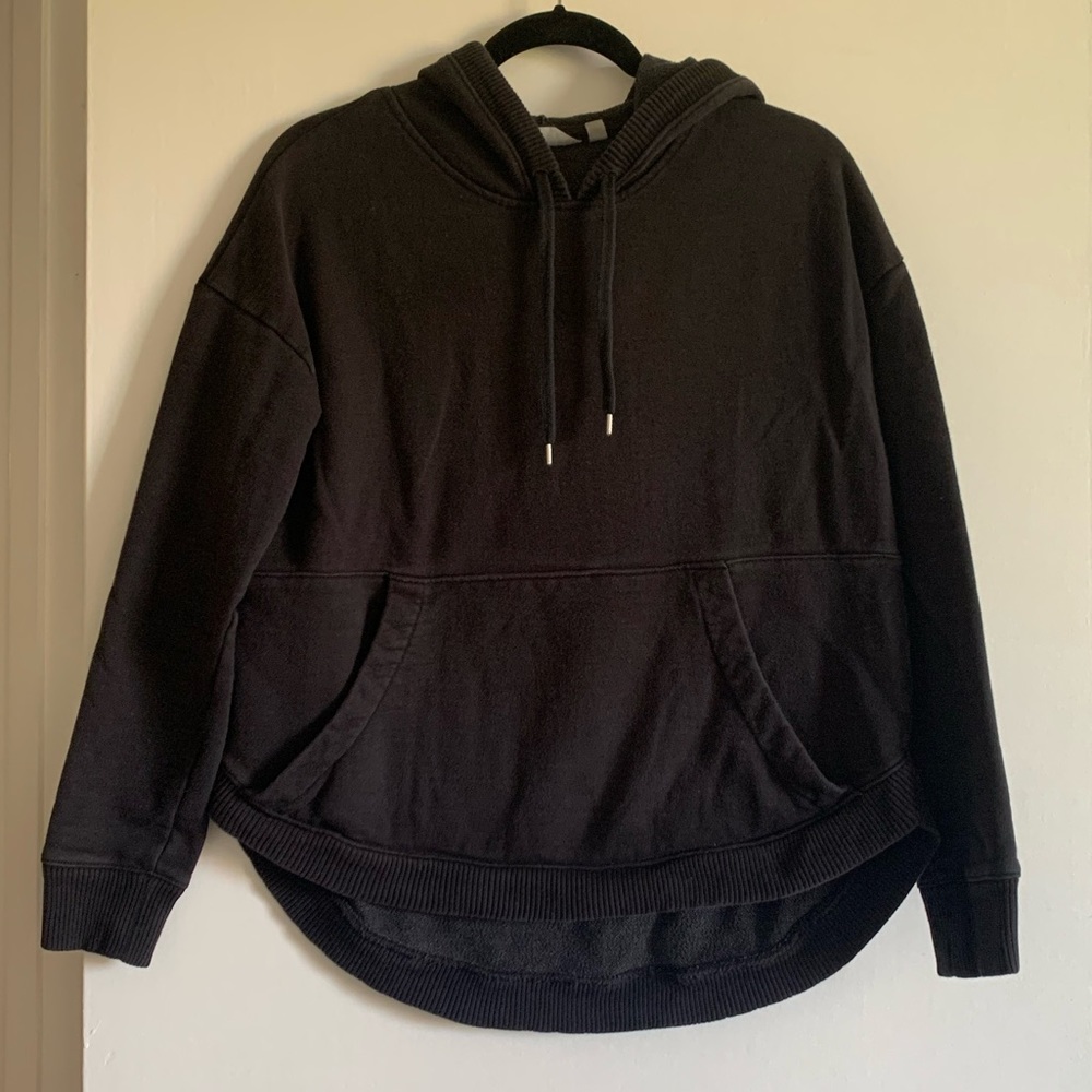 Athleta Black French Terry Athleisure Sweatshirt Hoodie Size XS EUC